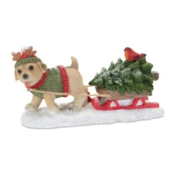Dog Pulling Sleigh Figurine