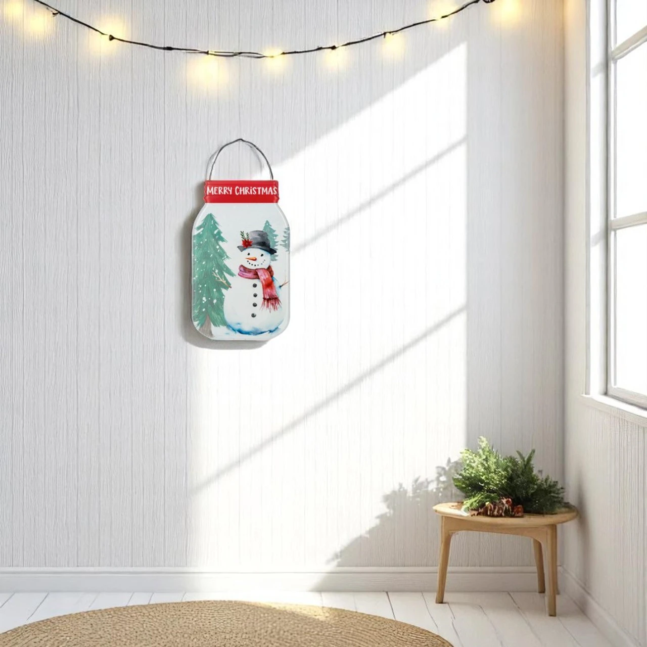 Merry Christmas Snowman Mason Jar Metal Sign - Image 2
