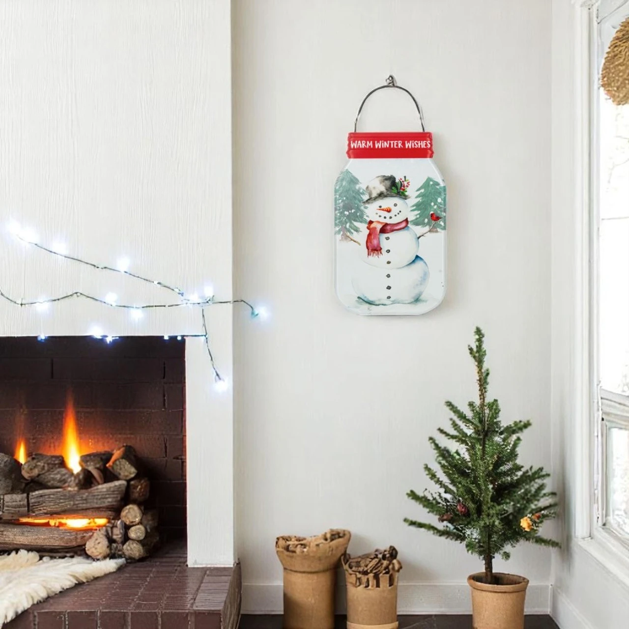 Winter Wishes Snowman Mason Jar Metal Sign - Image 2