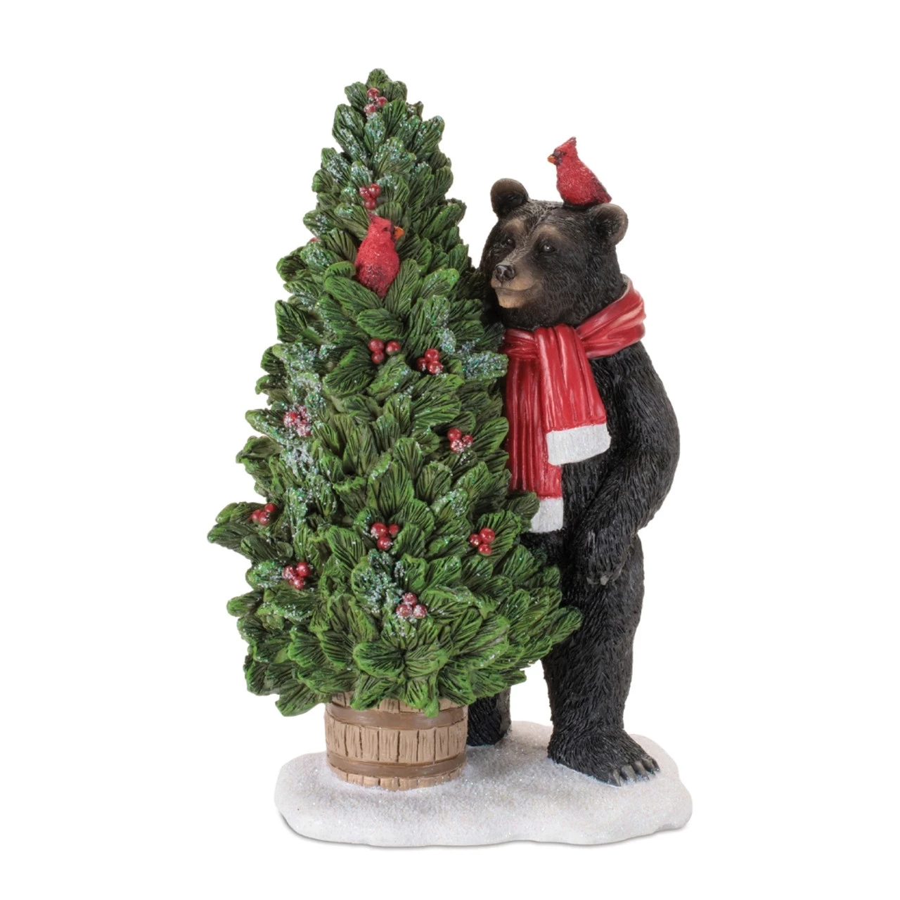 Bear With Tree And Cardinals Figurine