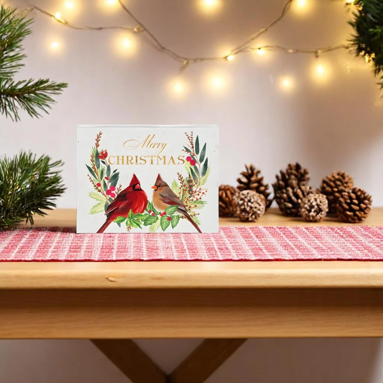 Merry Christmas Cardinals Block Sign - Image 2