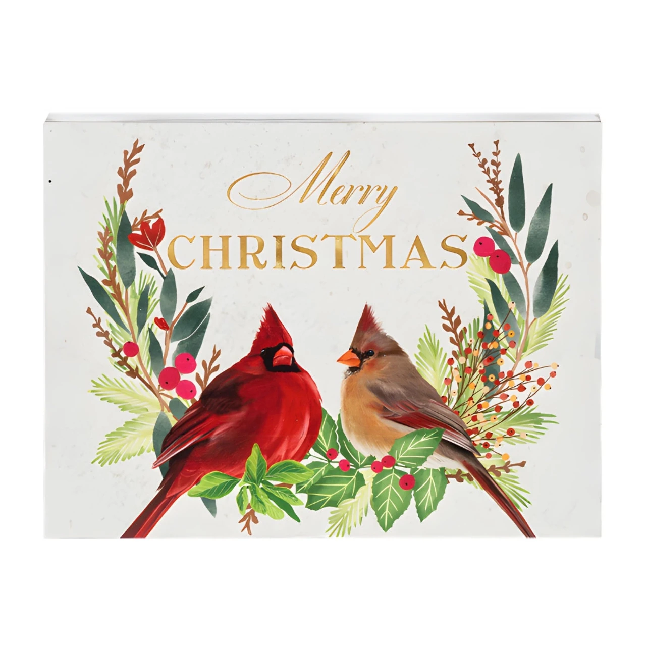 Merry Christmas Cardinals Block Sign