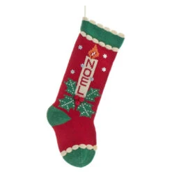 Kurt Adler Noel Candle Design Knit Christmas Stocking