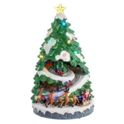 Kurt Adler Battery Operated Lighted Musical Christmas Tree With A Moving Train