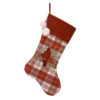 Plaid Cardinal & Holly Christmas Stocking