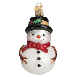 Old World Christmas - Red Bow Holly Hat Snowman Ornament