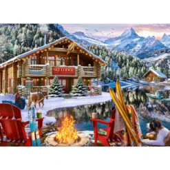 Ski Lodge Winter Scene Jigsaw Puzzle