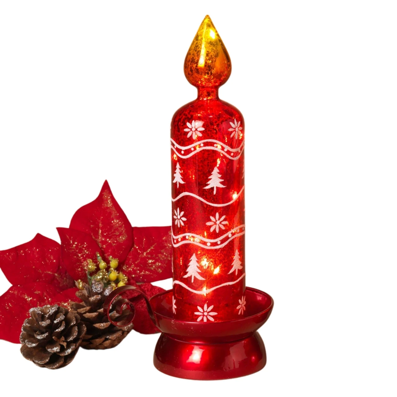 B/O Light Up Candle W/Trees