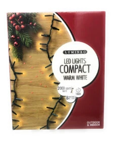 Lumineo 2000 LED Warm White Compact Lights Green Wire