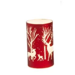 Festive Reindeer Glass Luminary – Small