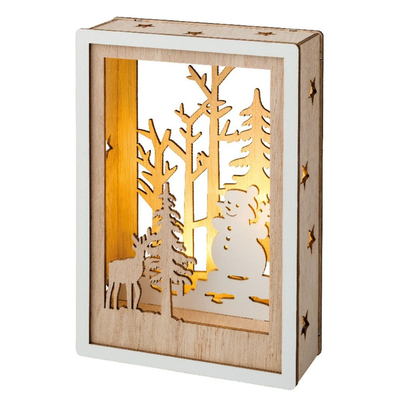 Lumineo Micro LED Forest Snowman Shadow Box