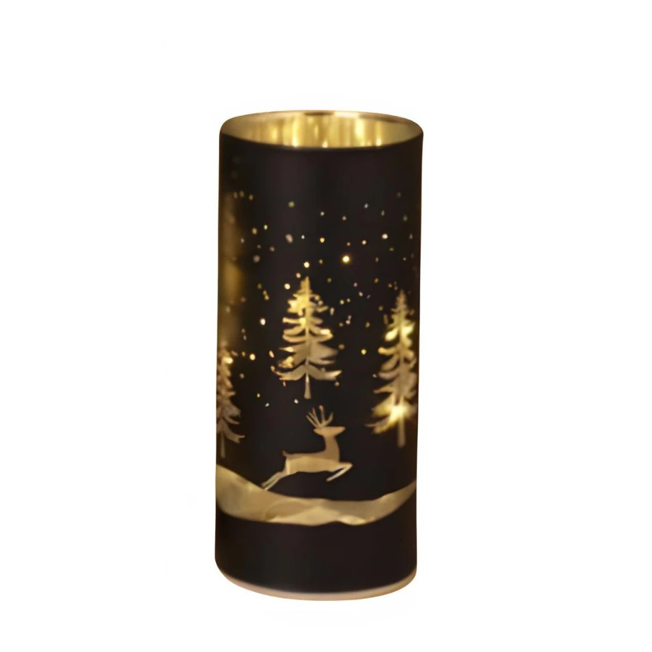Medium Lit Winter Scene Glass Luminary