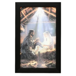 Lumineo LED Nativity Scene Canvas - Holy Family In The Manger