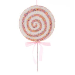 Kurt Adler Pink And White Swirl Lollipop Pick