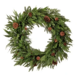 36in Natural Touch Mix Evergreen Wreath With Pinecones