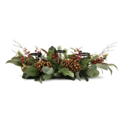 Pine And Magnolia Leaf Candle Holder Centerpiece