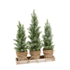 15.5 Inch Flocked Holiday Potted Tree Trio