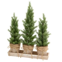 15.5 Inch Pine Holiday Potted Tree Set