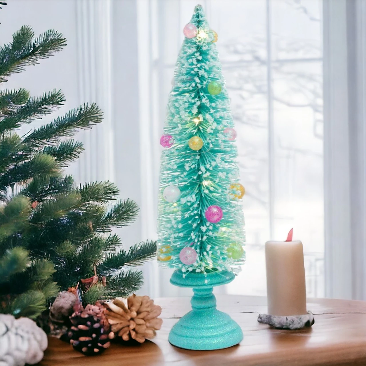 15.5 Inch Blue Illuminated Holiday Tree Decor - Image 2