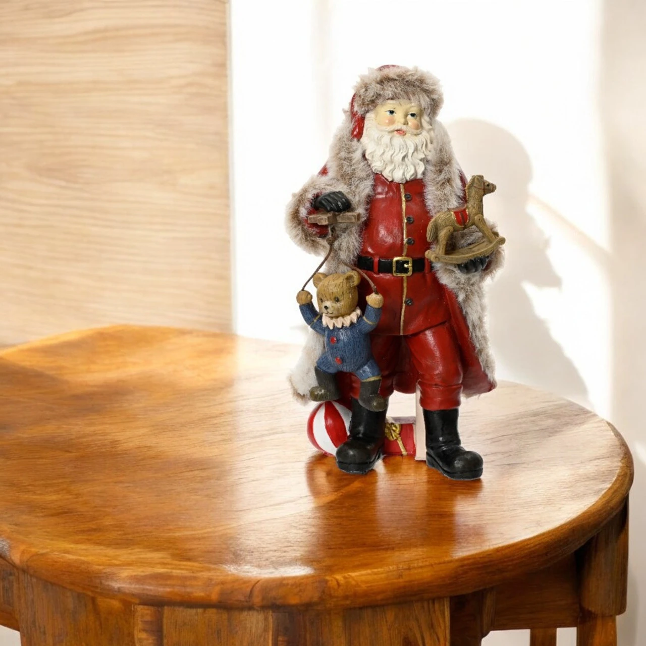 Santa With Bear Marionette Figurine - Image 2
