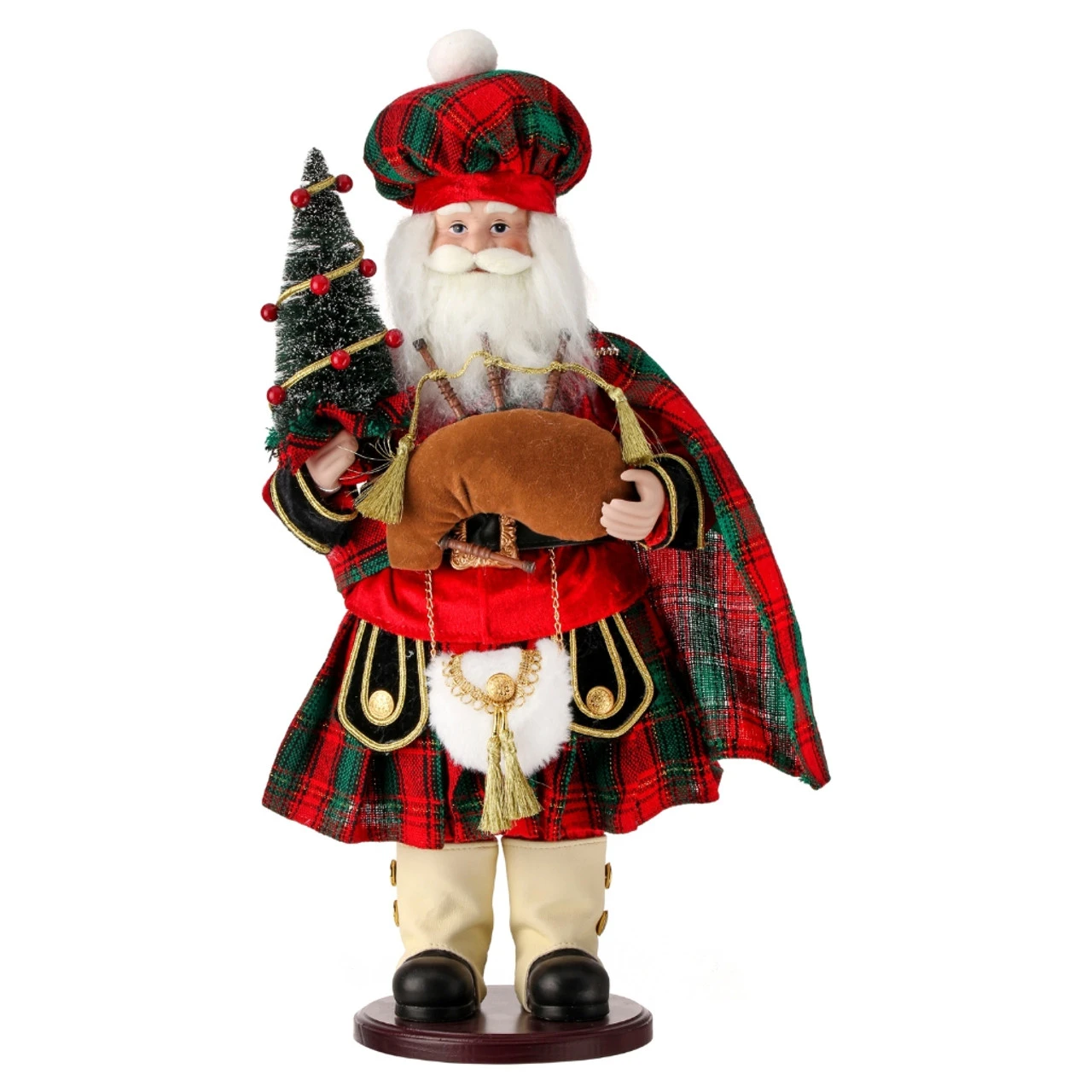 Highlands Santa With Bagpipe On Base
