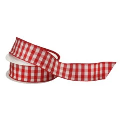 Red/White Country Check With Felt Ribbon 2.5 Inches X 10 Yards