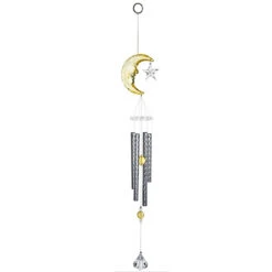 Yellow Moon Windchime With Star And Crystals