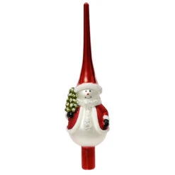 Glass Snowman With Tree Finial Tree Topper