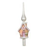 Glass Gingerbread House With White Roof Finial Tree Topper