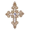 Jeweled Glittering Gold Cross Ornament