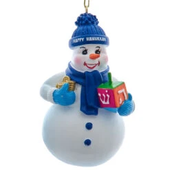 Happy Hanukkah Snowman With Dradle Ornament
