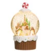 Lit Animated Gingerbread Village Snow Globe