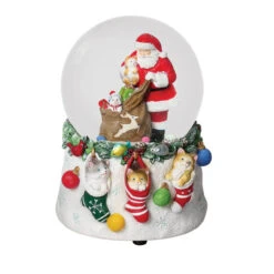 Cat W/ Santa Musical Dome