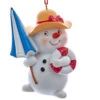 Kurt Adler Beach Snowman Holding An Umbrella And A Life Ring Ornament