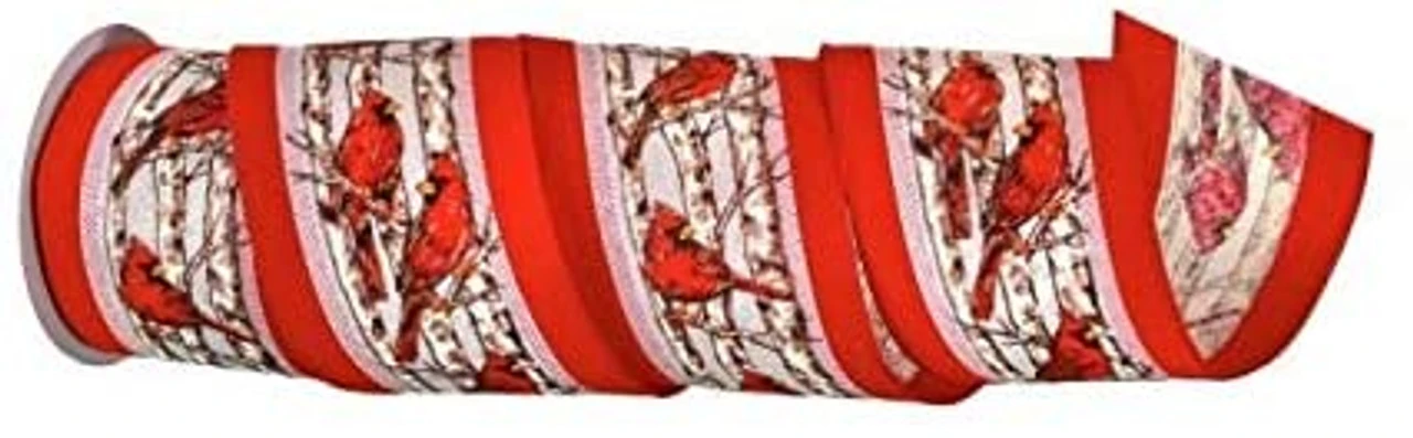 4" X 10 Yards Cardinals Birch Velvet Wired Ribbon
