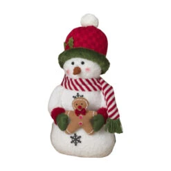 Plush Holiday Snowman With Red Hat And Scarf