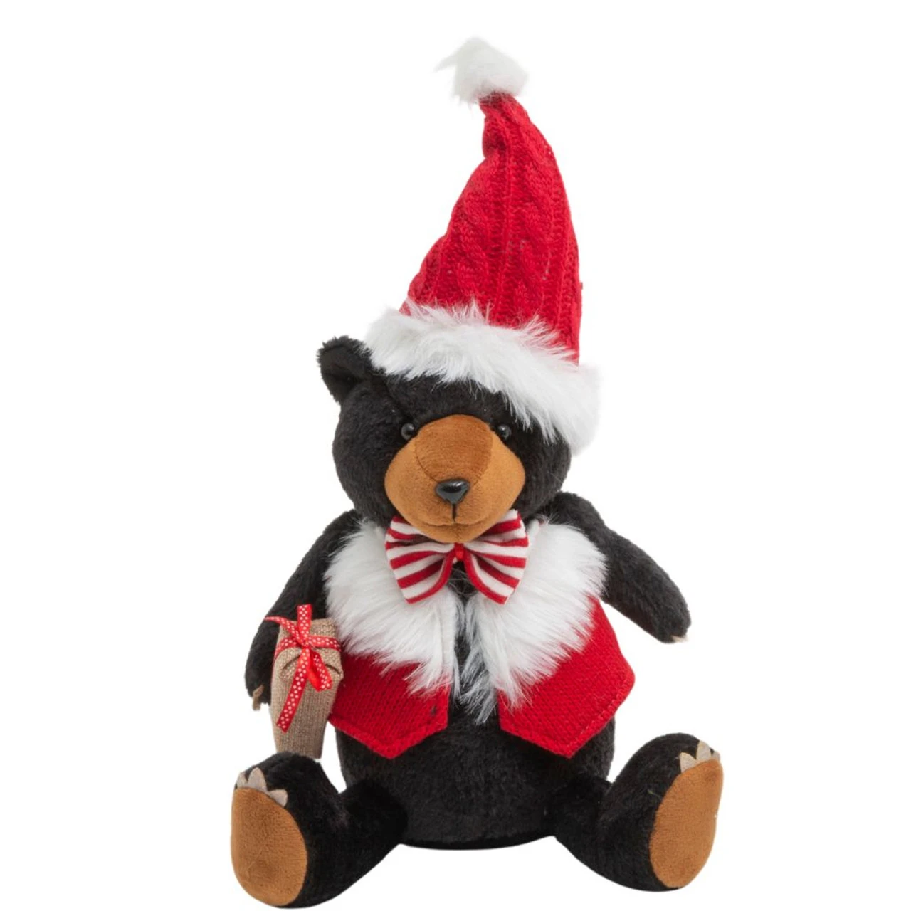 13.5 Inch Fab Sitting Bear With Santa Hat