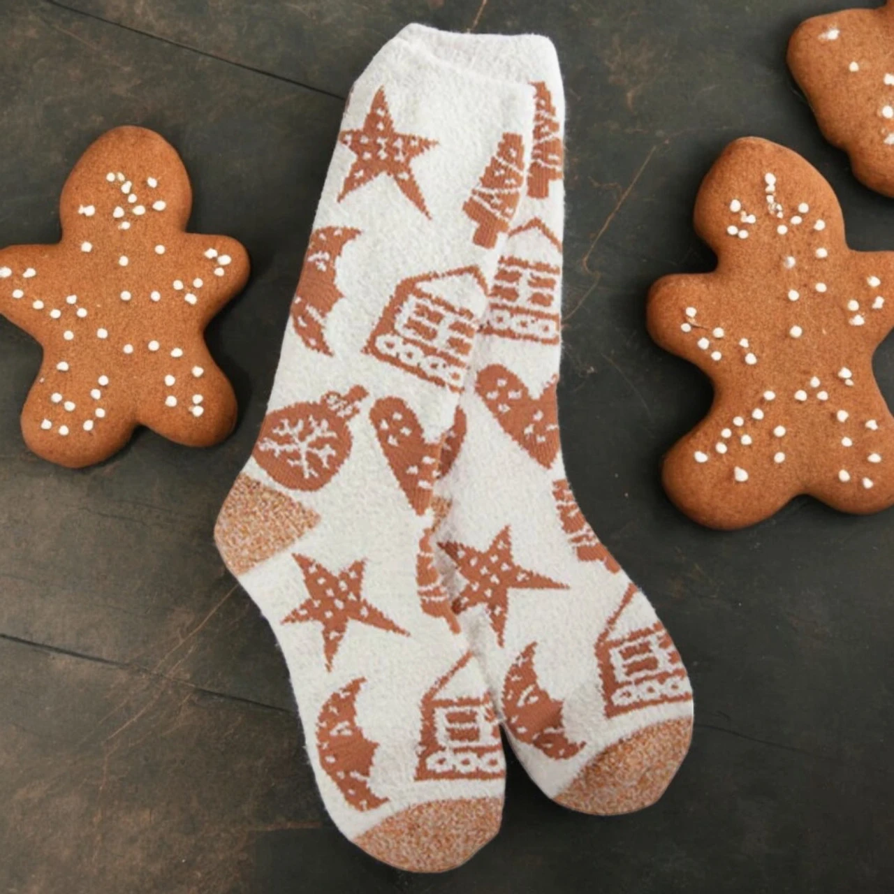 Gingerbread Cookies Cozy Crew Socks - Image 2