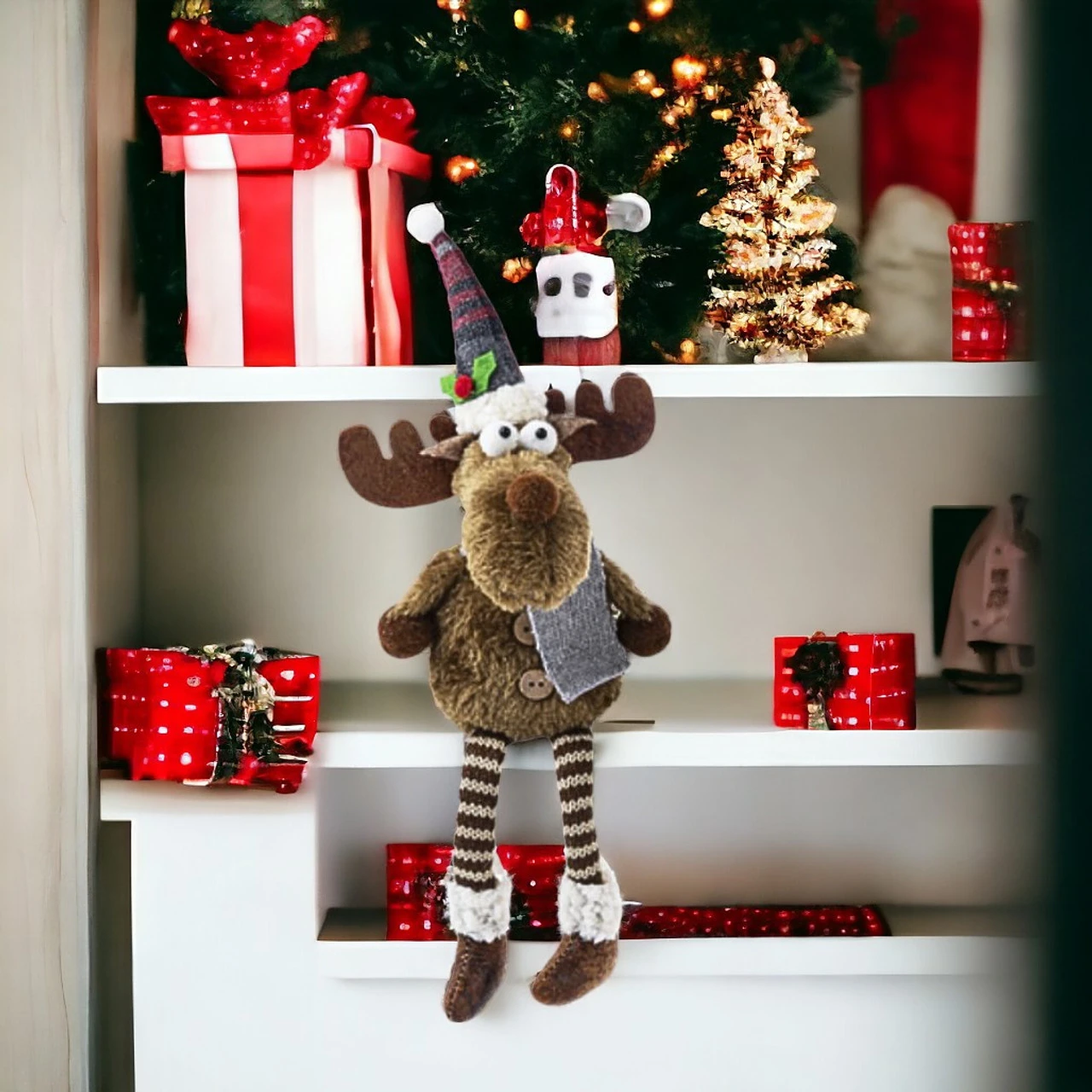 Moose Sitter With Legs And Grey Scarf - Image 2