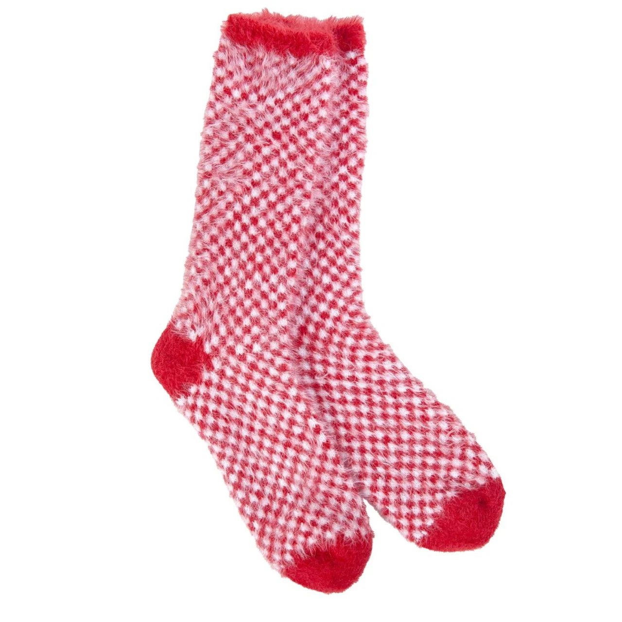 Red Check Feather Crew Socks