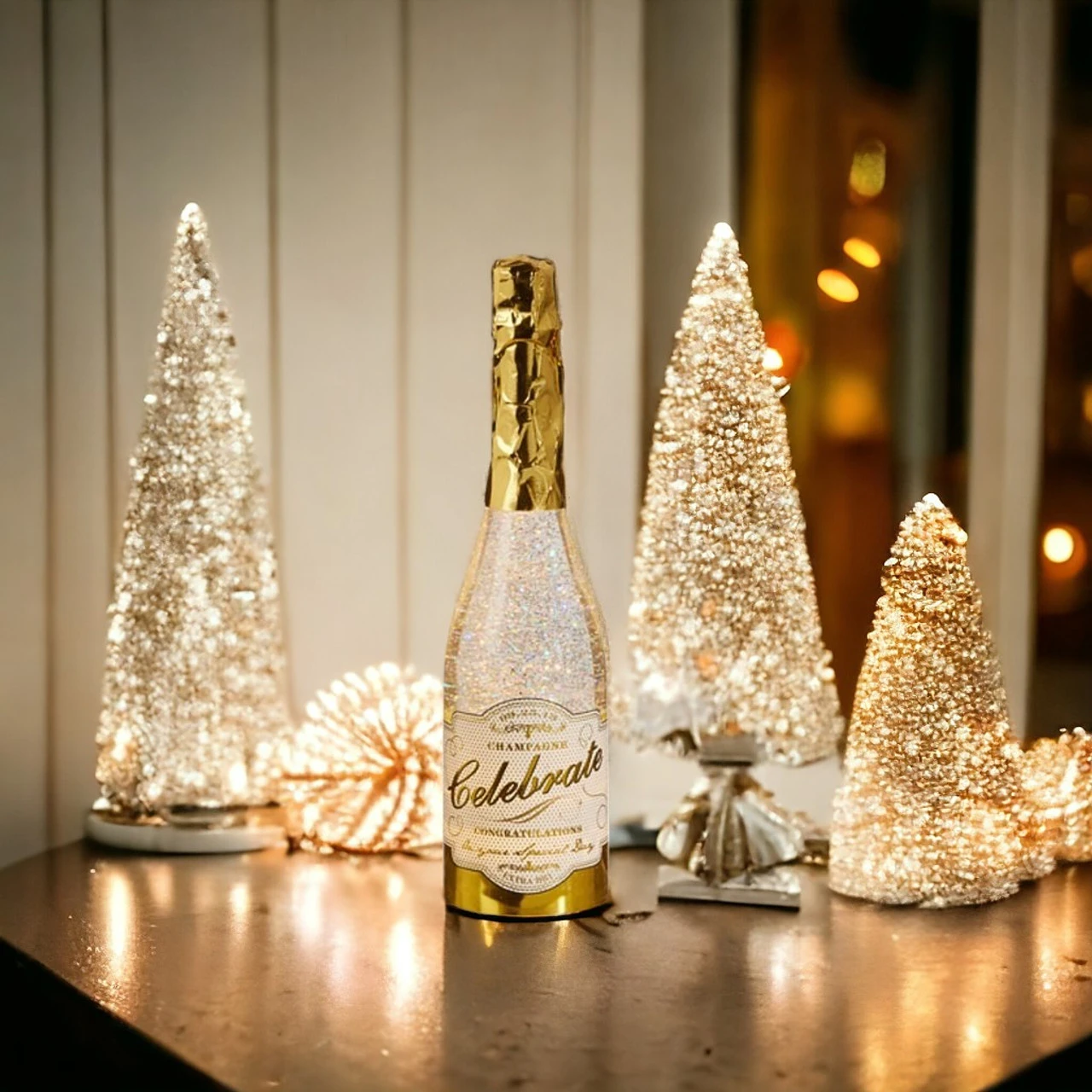 Champagne Bottle With Swirling Glitter Lighted - Image 2