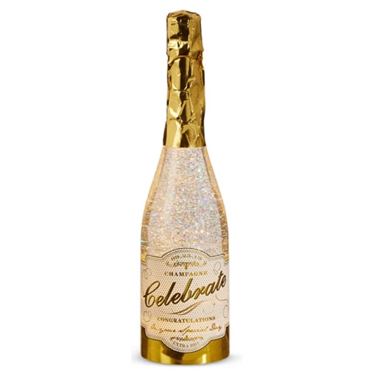 Champagne Bottle With Swirling Glitter Lighted