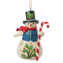 Jim Shore - Heartwood Creek - Snowman With Candy Cane Ornament