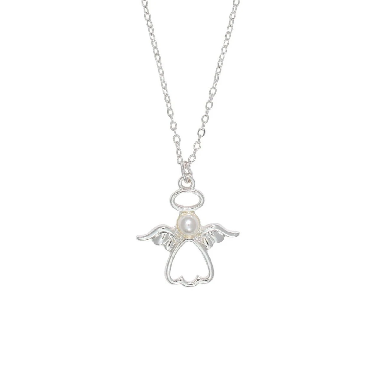Silver Angel With Pearl Necklace By Periwinkle