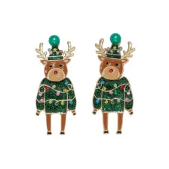 Rudolph In Green Sweater Stud Earrings By Periwinkle