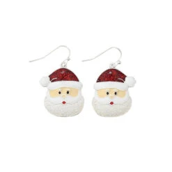 Enamel Santa Face Dangle Earrings By Periwinkle