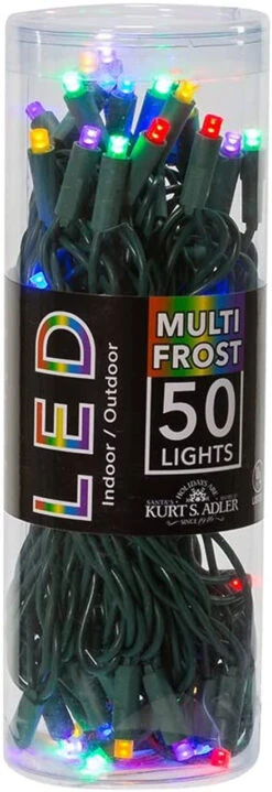 Kurt Adler 50 LED 5MM Multi-Color Frost Lights Green Wire