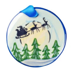 Nola Watkins Santa Moonlit Skyline Hand Painted Ornament