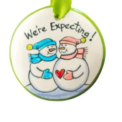 Nola Watkins We’re Expecting Snow Couple Hand Painted Ornament