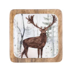Woodland Buck Wood Trinket Tray